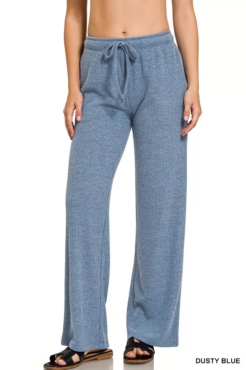 Zenana Ribbed Drawstring Lounge Pants - Jeans Junction Online 
