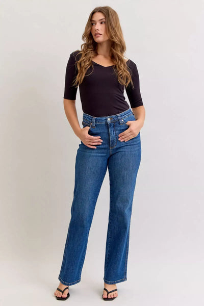 Judy Blue High Waist Tummy Control Straight Jeans - Jeans Junction Online