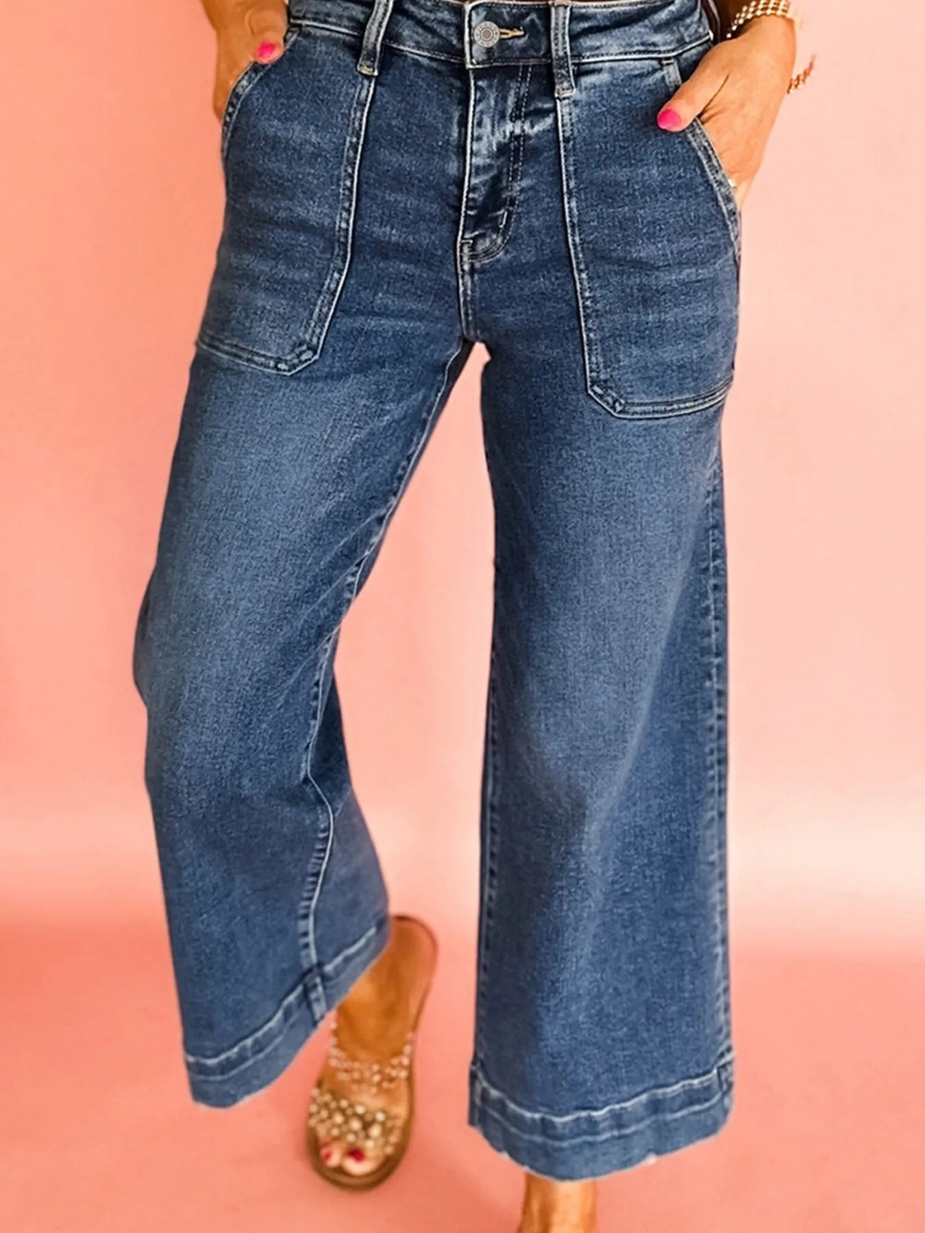 Cropped High Rise Wide Leg Jeans - Jeans Junction Online