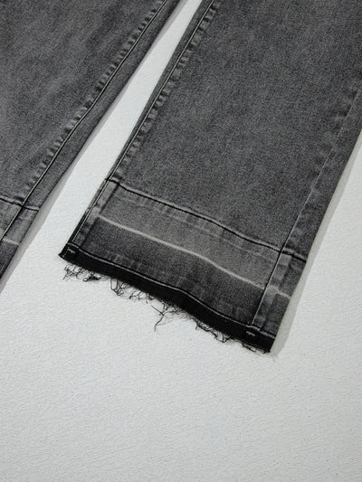 Raw Hem Unique Cuffs Straight High Rise Loose Jeans - Jeans Junction Online