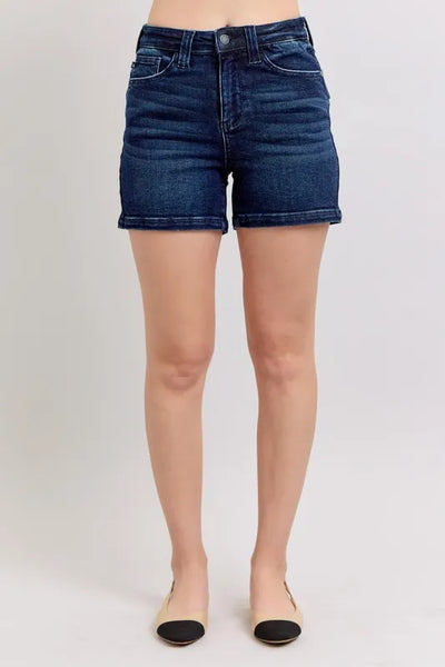 Judy Blue Full Size High Waist Back Flap Pocket Denim Shorts Plus Size - Jeans Junction Online