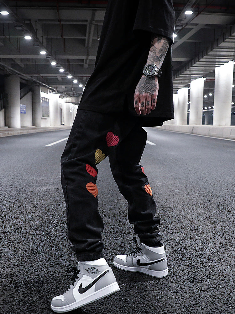 Love Embroidered Fitted Straight Leg Jeans - Jeans Junction Online