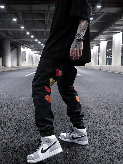 Love Embroidered Fitted Straight Leg Jeans - Jeans Junction Online