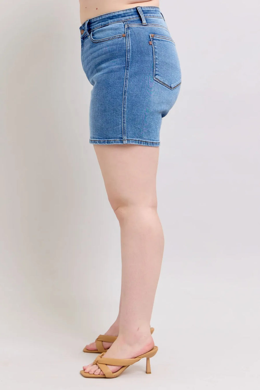 Judy Blue Full Size 2 Button Denim Shorts with Pockets Plus Size - Jeans Junction Online 