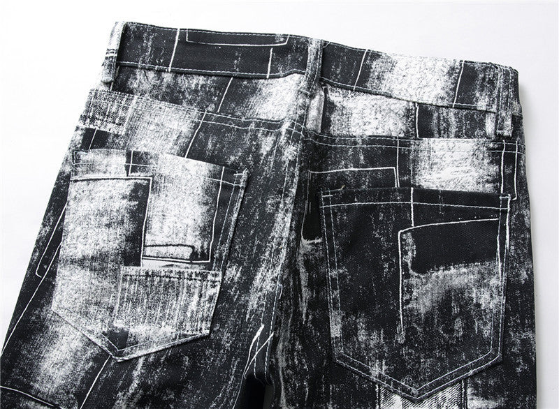 Printed Casual Pants Men's Slim White Flower Pants Fashion Trendy Pants - Jeans Junction Online