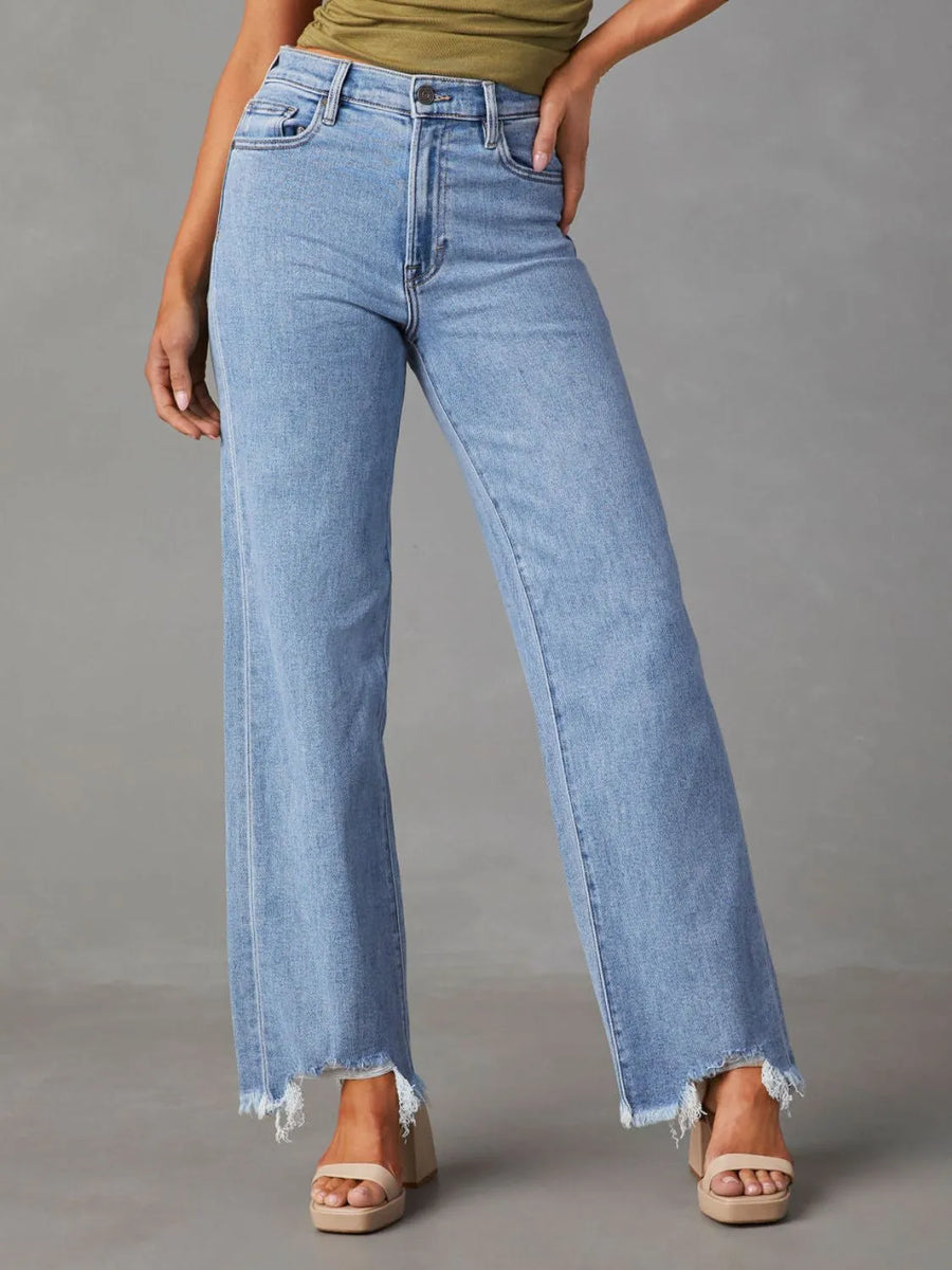 Raw Hem Loose Fit Jeans - Jeans Junction Online 