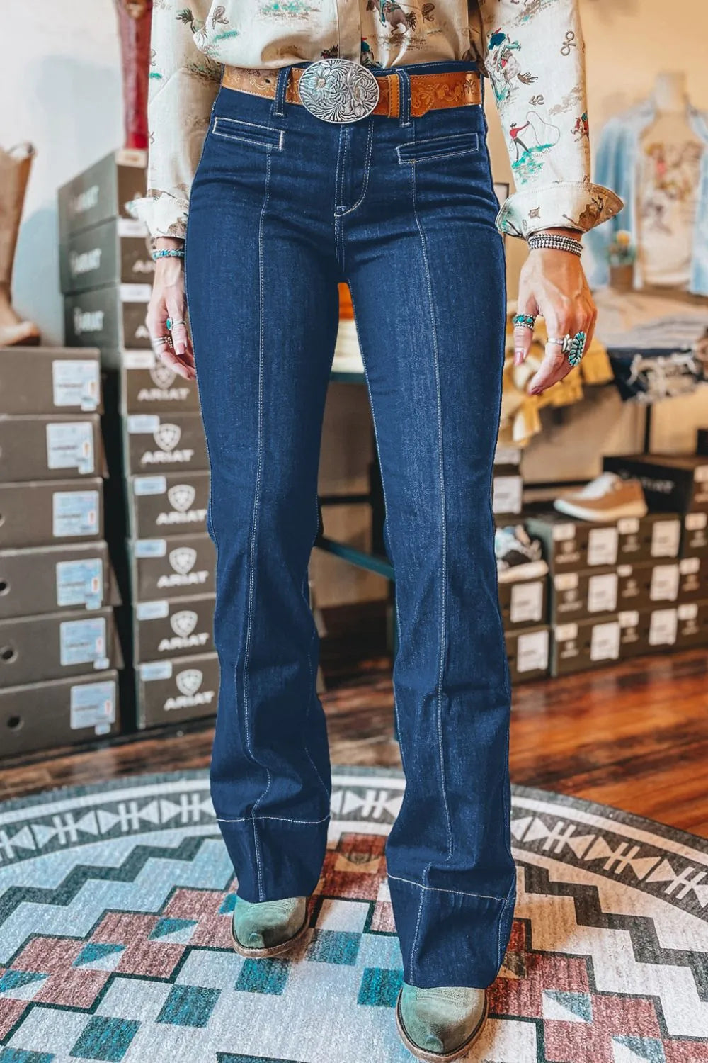 Center Seam Deep Wash Straight Jeans - Jeans Junction Online