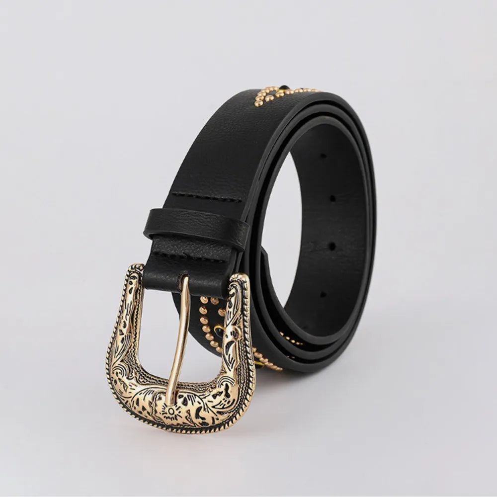 PU Leather Rhinestone Belt - Jeans Junction Online