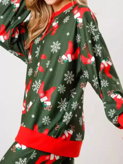 Christmas Long Sleeve Top and Pants Lounge Set - Jeans Junction Online
