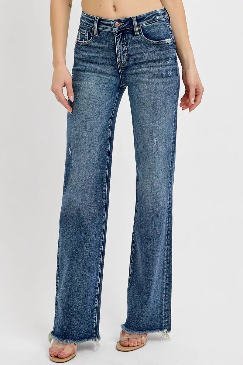 RISEN Full Size Tummy Control High Rise Long Straight Jeans Plus Size - Jeans Junction Online