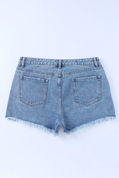 High Rise Crossover Waist Denim Shorts - Jeans Junction Online