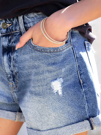 Distressed Denim Shorts - Jeans Junction Online