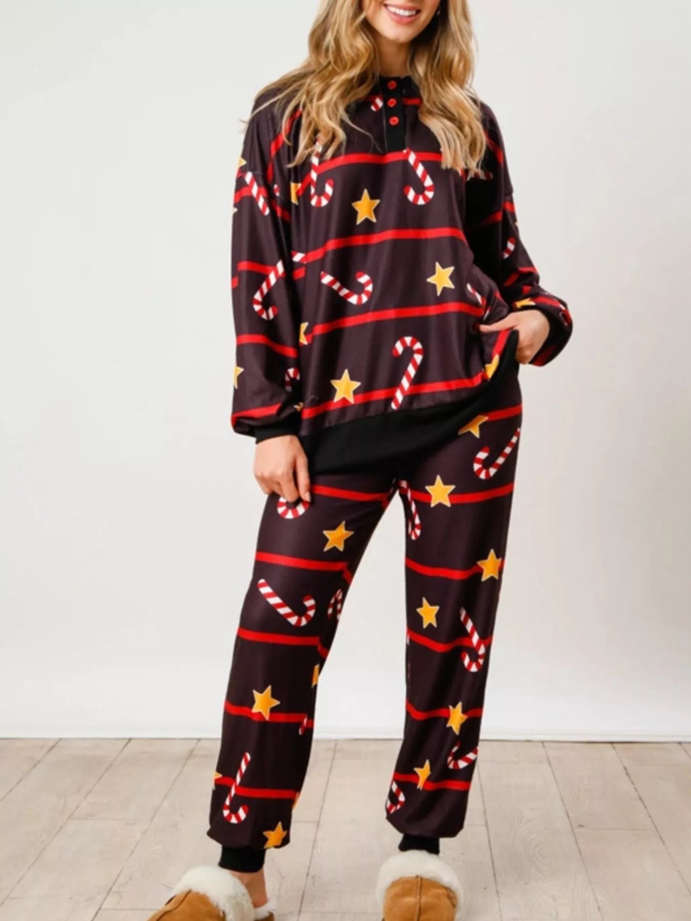 Christmas Long Sleeve Top and Pants Lounge Set - Jeans Junction Online