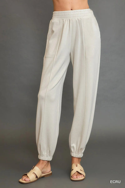 Umgee Drawstring Jogger Pants with Front Seam Detail - Jeans Junction Online