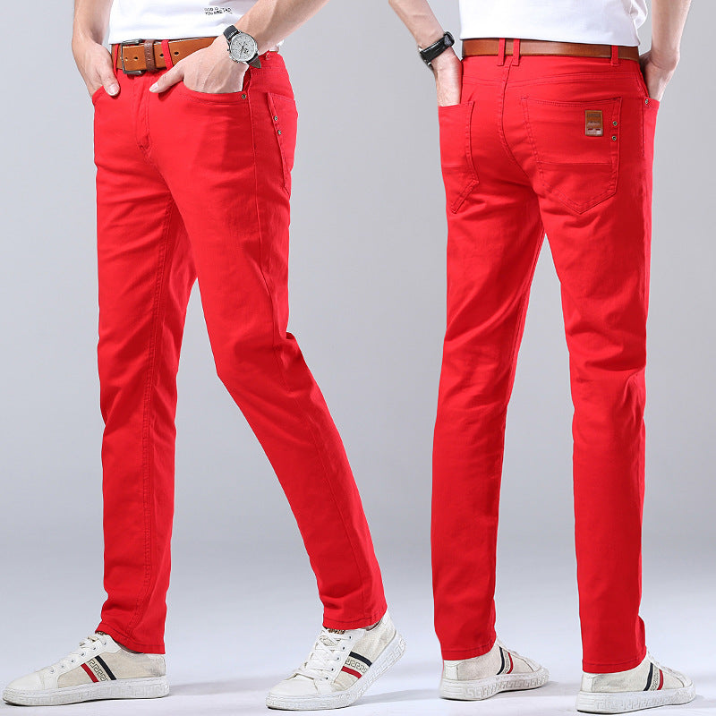 Casual Men's Slim Straight Stretch Colored Trousers - Jeans Junction Online