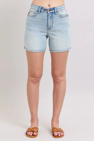 Judy Blue Full Size 2 Button Denim Shorts with Pockets Plus Size - Jeans Junction Online