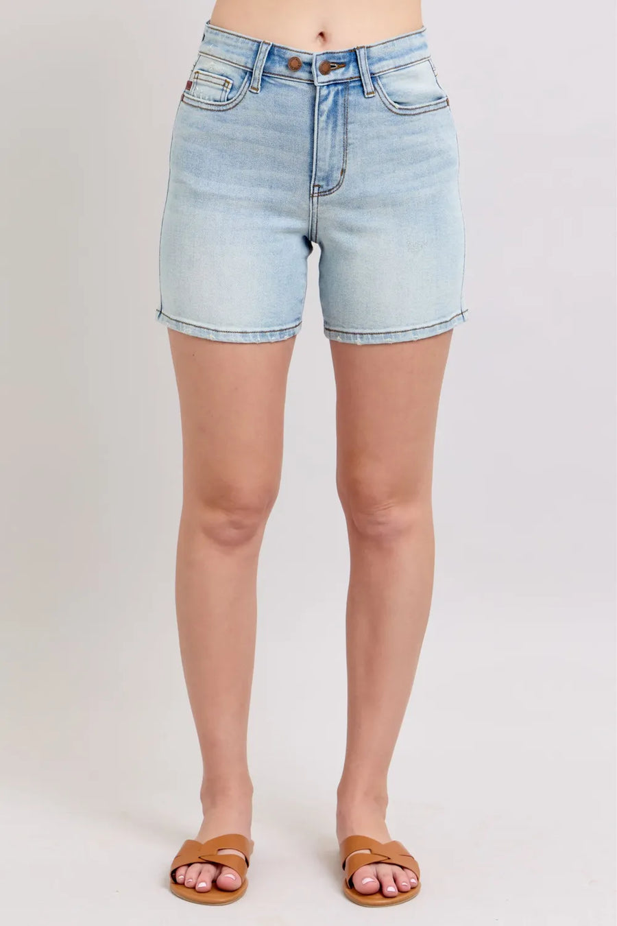 Judy Blue Full Size 2 Button Denim Shorts with Pockets Plus Size - Jeans Junction Online 