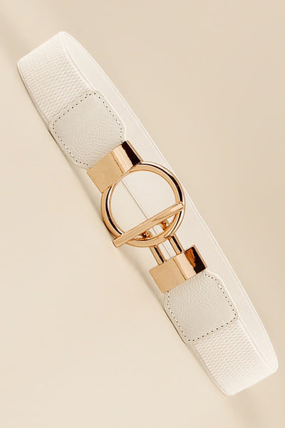 Circle Shape Buckle Zinc Alloy Buckle PU Leather Belt - Jeans Junction Online