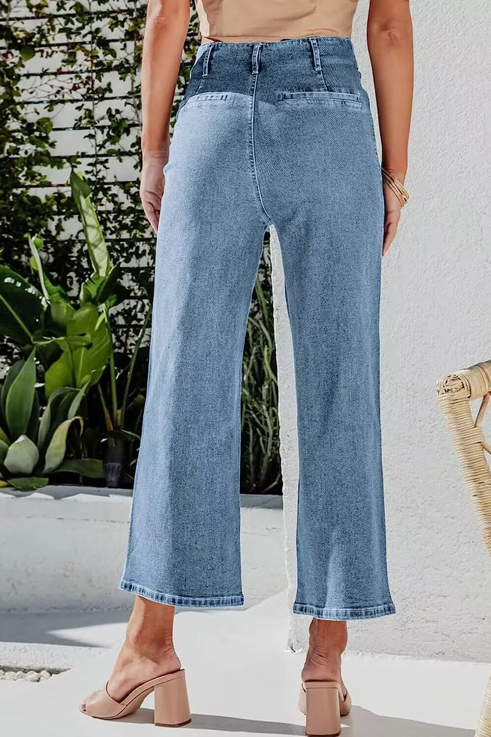 Button Fly Cropped Wide Leg Jeans - Jeans Junction Online