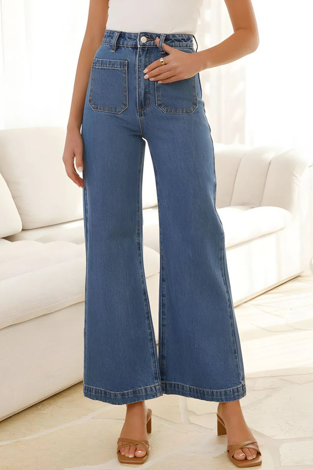 High Waist Bootcut Jeans with Pockets - Jeans Junction Online