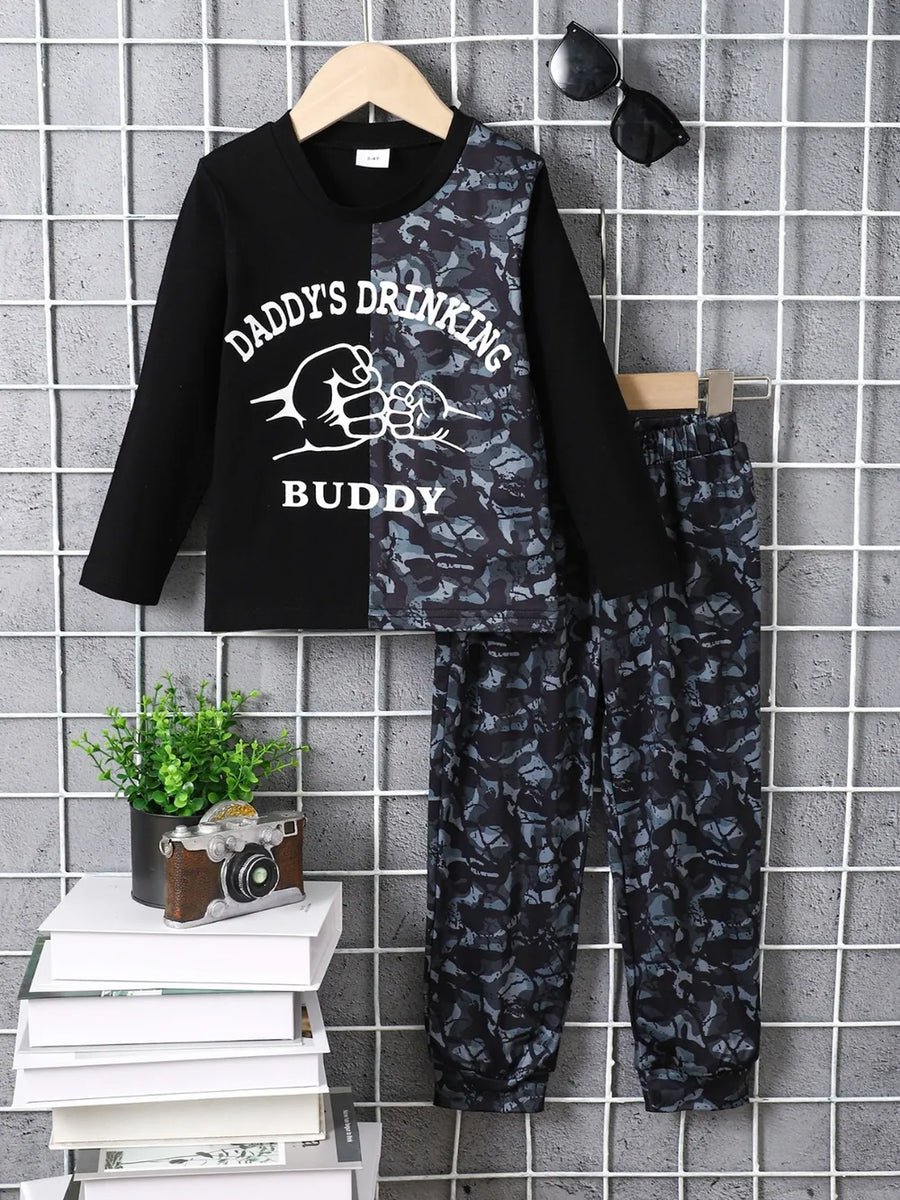 Children's Camouflage Color Block Top and Pants Set - Jeans Junction Online 