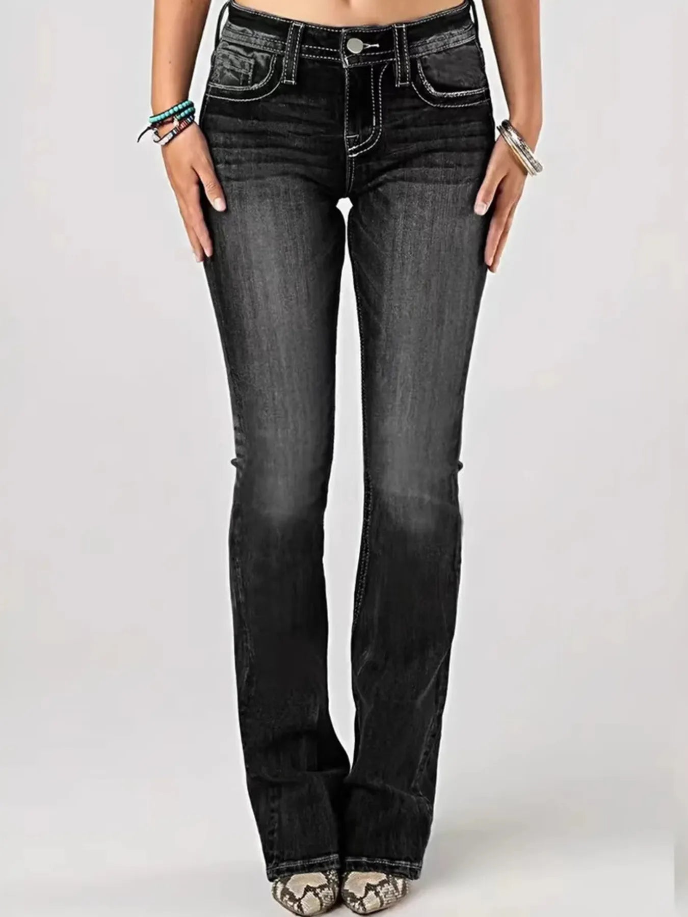 Embroidered Washed Bootcut Jeans - Jeans Junction Online