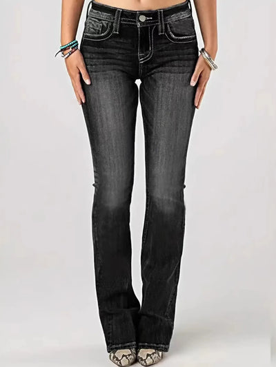 Embroidered Washed Bootcut Jeans - Jeans Junction Online