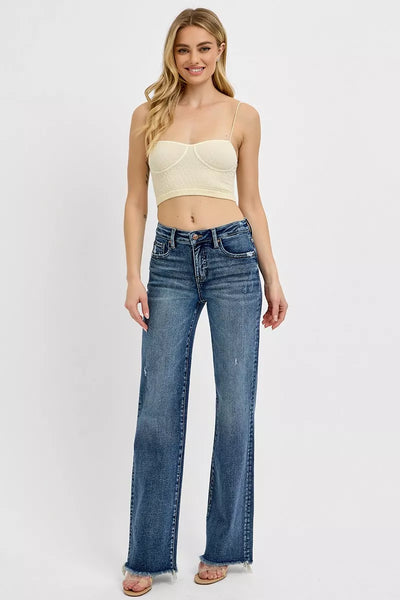 RISEN Full Size Tummy Control High Rise Long Straight Jeans Plus Size - Jeans Junction Online