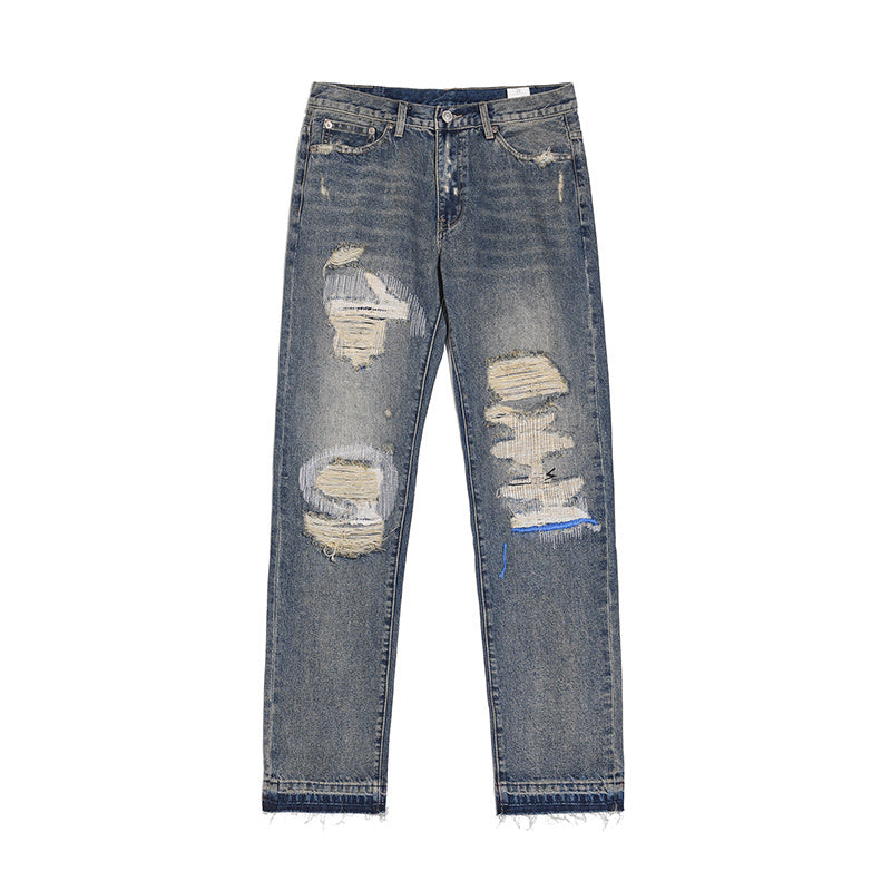 Havoc Blue Line Washed Distressed Men's VIBE Straight Jeans - Jeans Junction Online