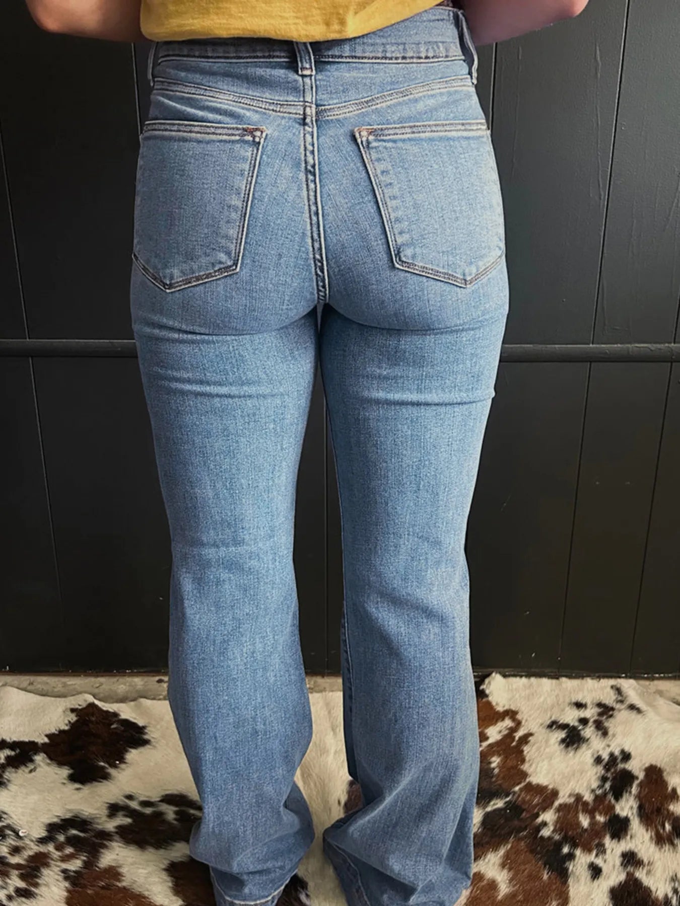High-Waisted Flare Jeans with Seam Detail - Jeans Junction Online