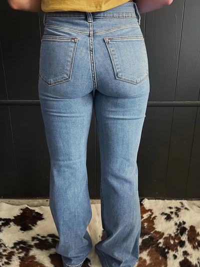 High-Waisted Flare Jeans with Seam Detail - Jeans Junction Online
