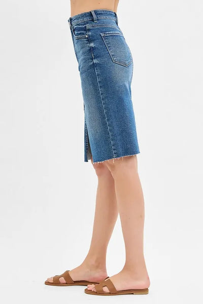 RISEN Full Size High Rise Front Slit Pencil Skirts Plus Size - Jeans Junction Online