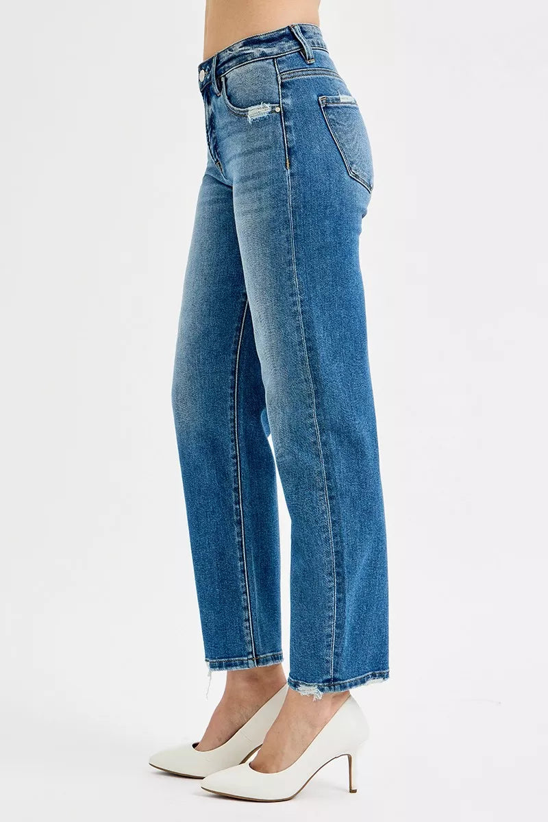 RISEN Tummy Control High Rise Ankle Slim Barrel Jeans - Jeans Junction Online