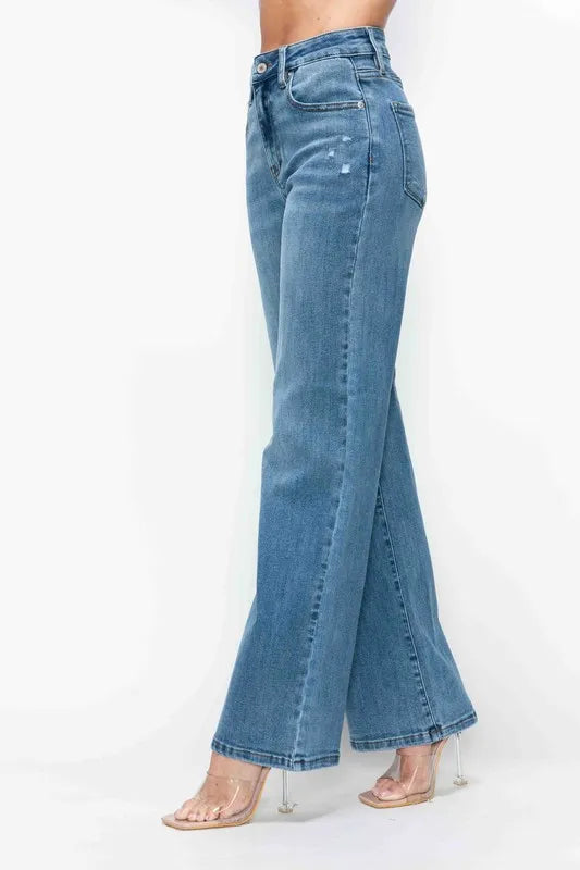 bytos Full Size High Rise Wide Leg Jeans with Pockets - Jeans Junction Online