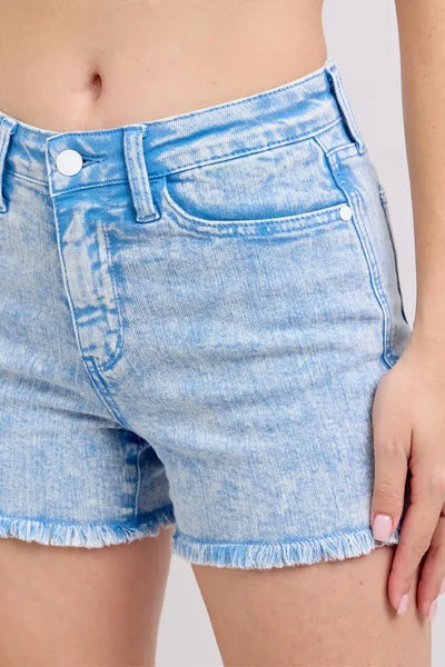 Judy Blue Full Size Mid Rise Garment Dyed Denim Shorts Plus Size - Jeans Junction Online