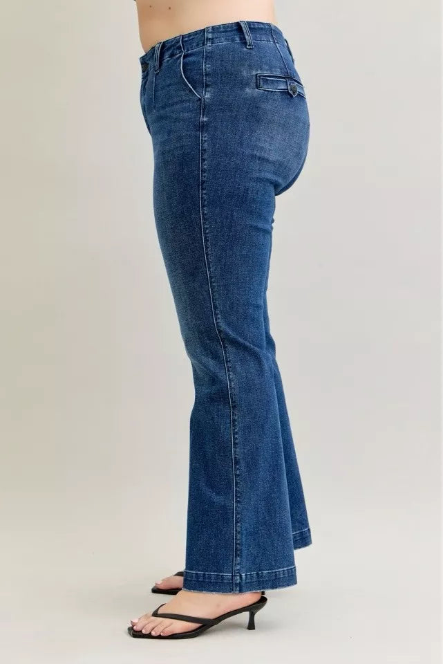Judy Blue Full Size Mid Rise Bootcut Jeans with Welt Pockets Plus Size - Jeans Junction Online