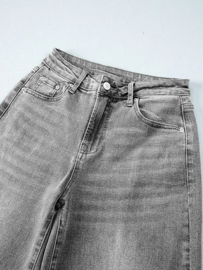 High Waist Wide Leg Washed Jeans - Jeans Junction Online