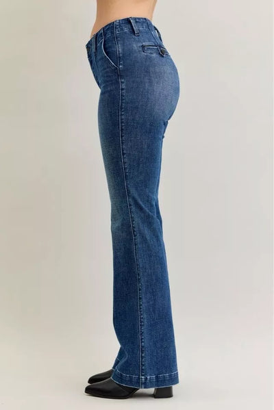 Judy Blue Full Size Mid Rise Bootcut Jeans with Welt Pockets Plus Size - Jeans Junction Online