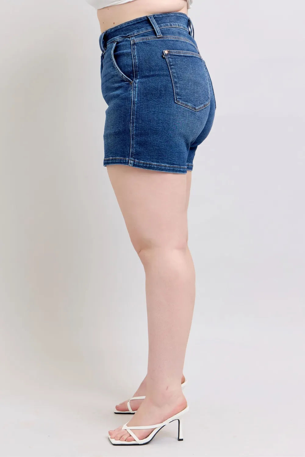 Judy Blue Full Size Double Button Waistband Denim Shorts Plus Size - Jeans Junction Online