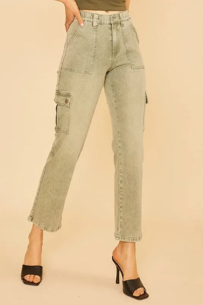 Annie Wear Straight Leg Jeans with Cargo Pockets - Jeans Junction Online