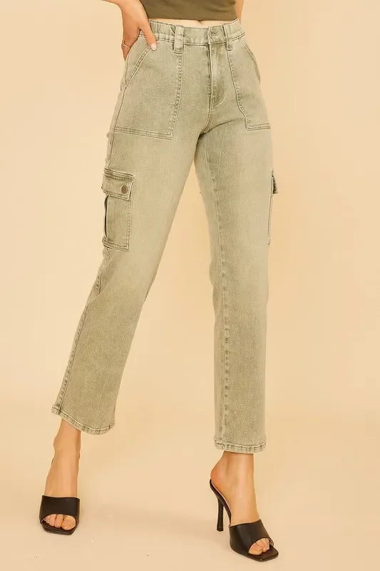 Annie Wear Straight Leg Jeans with Cargo Pockets - Jeans Junction Online 