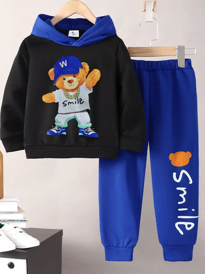 Children's Cartoon Graphic Hoodie and Pants Set - Jeans Junction Online