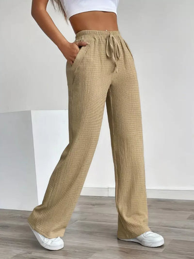 Texture Wide Leg Pants - Jeans Junction Online
