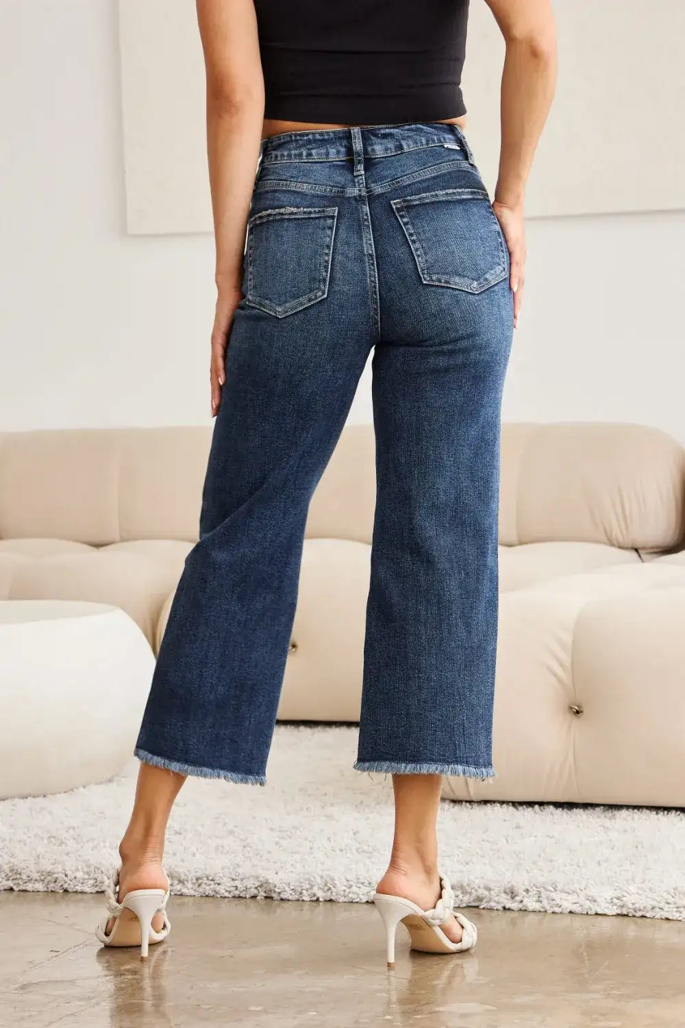 RFM Full Size Tummy Control High Waist Raw Hem Jeans - Jeans Junction Online