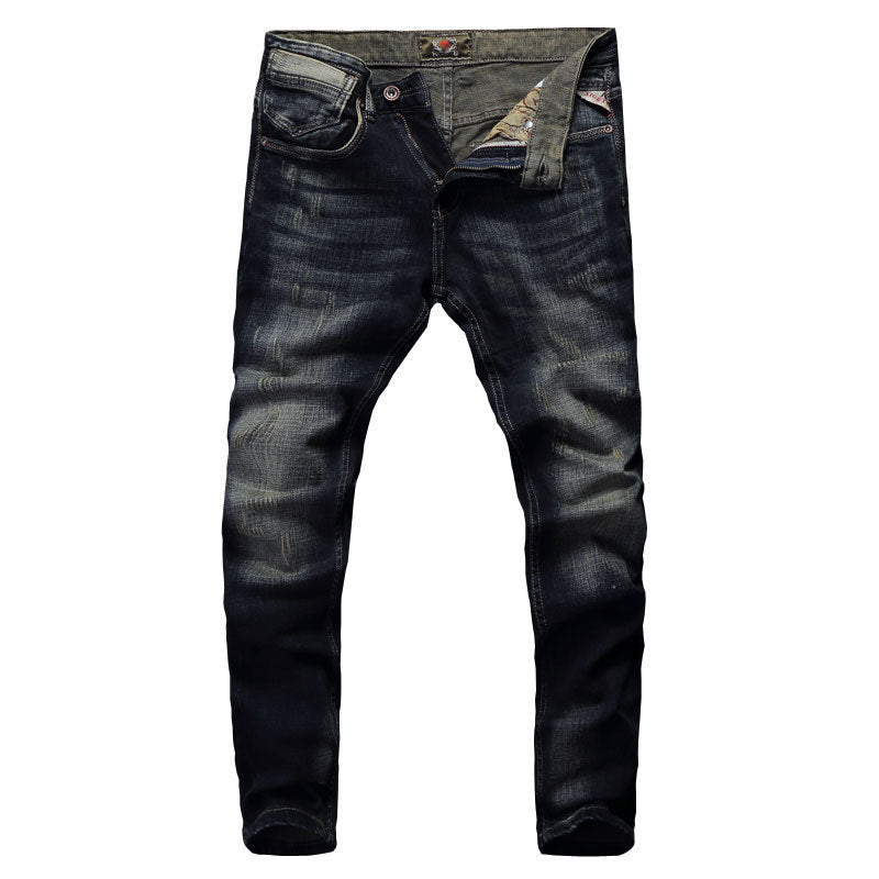European And American Fashion Frayed Slim-fit Men's Jeans - Jeans Junction Online