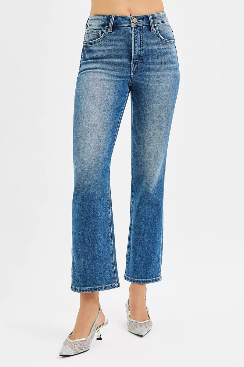 RISEN Tummy Control High Rise Crop Straight Jeans - Jeans Junction Online 