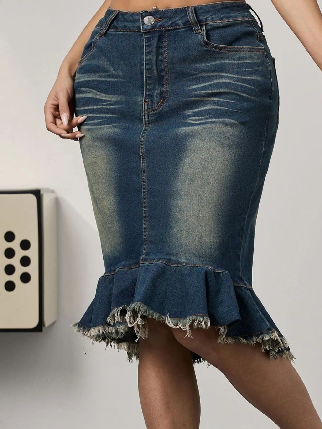 Raw Hem Mermaid Denim Skirt - Jeans Junction Online