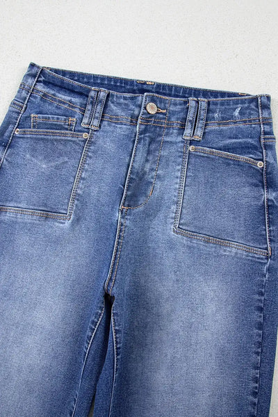 High-Waisted Wide-Leg Vintage Wash Jeans - Jeans Junction Online