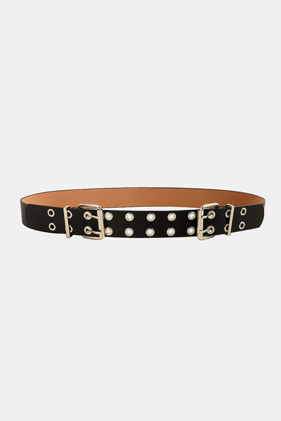 PU Leather Two Row Eyelet Belt - Jeans Junction Online