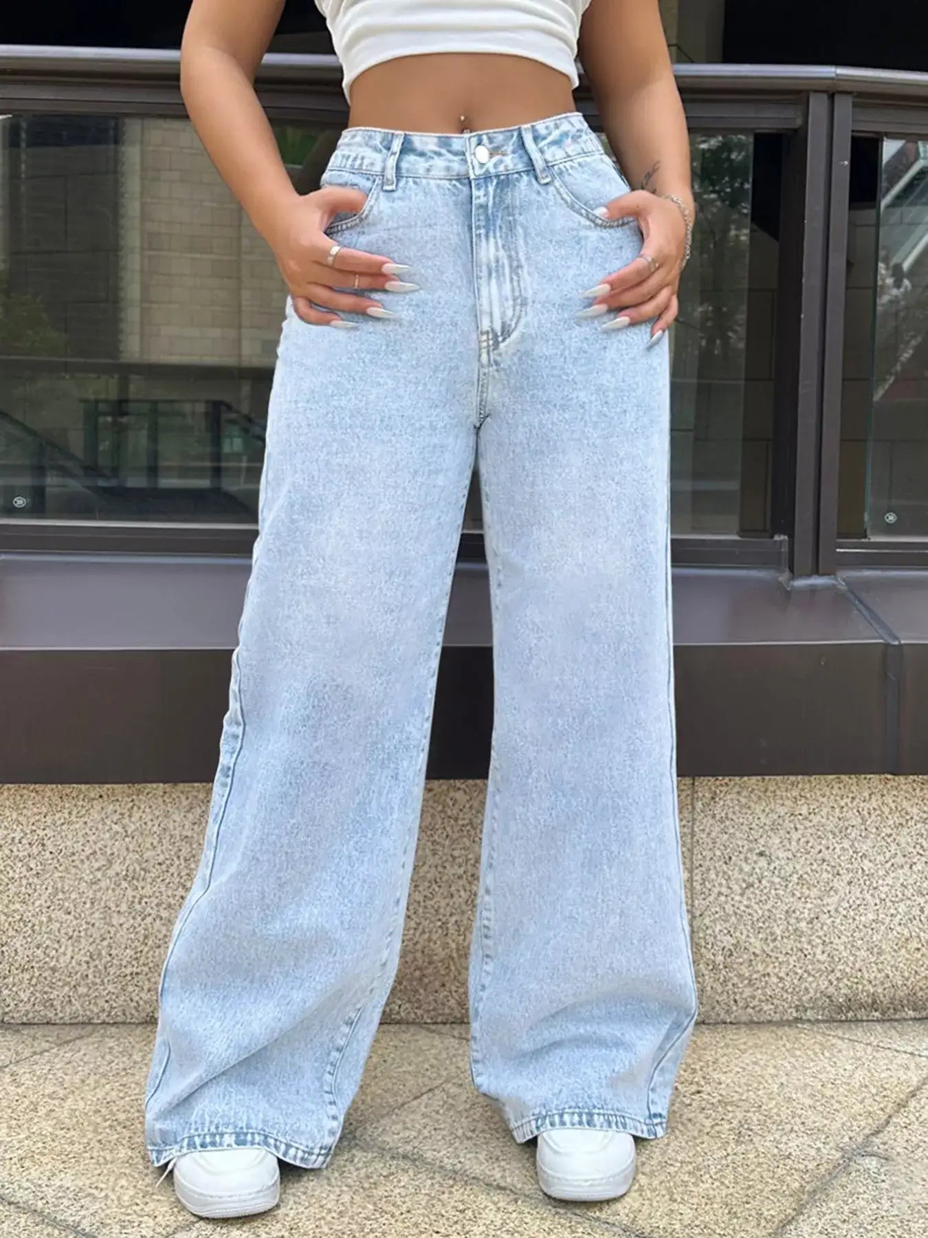 High-Waisted Wide Leg Jeans - Jeans Junction Online